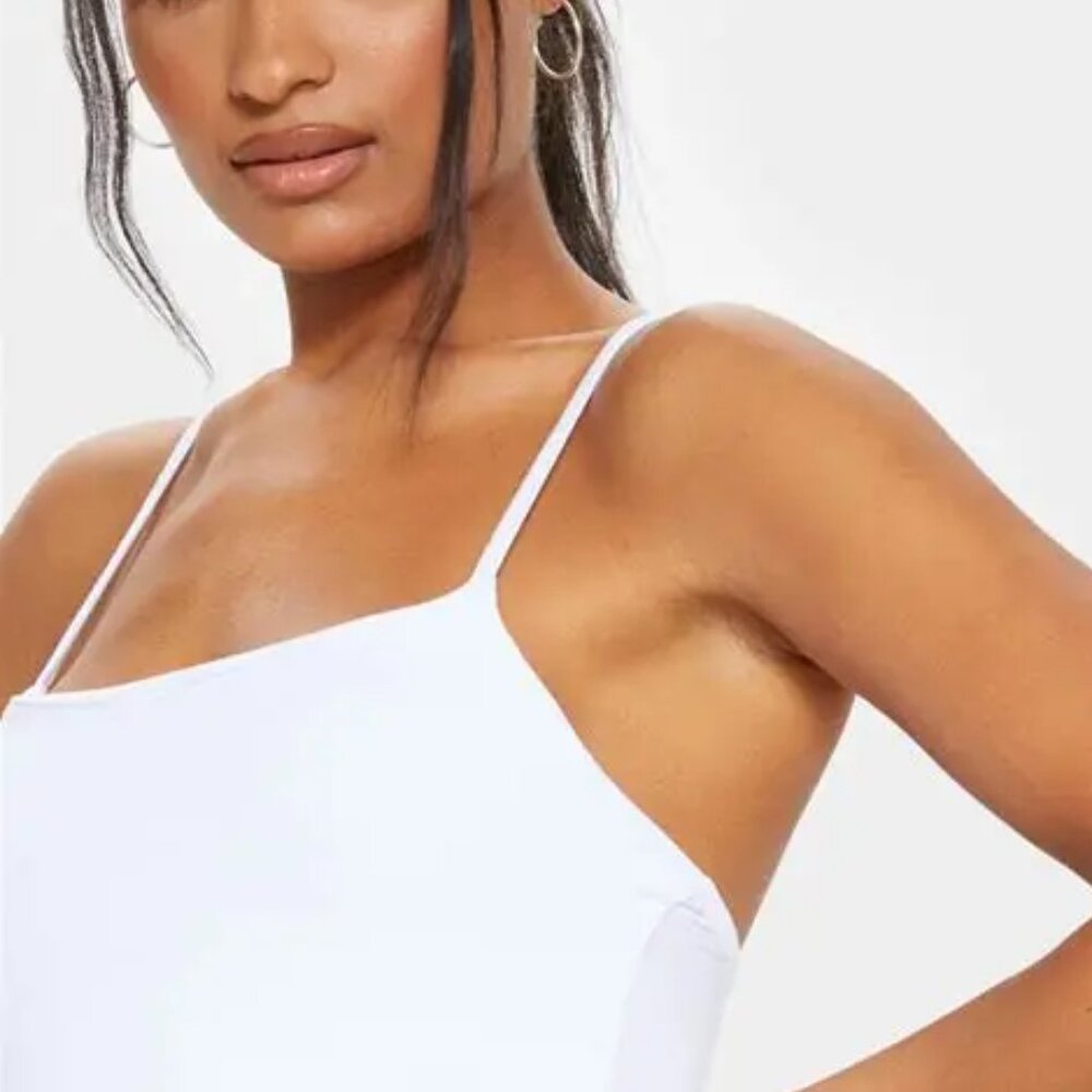 Plt White Basic Square Neck Spaghetti Strap Cami … - image 2